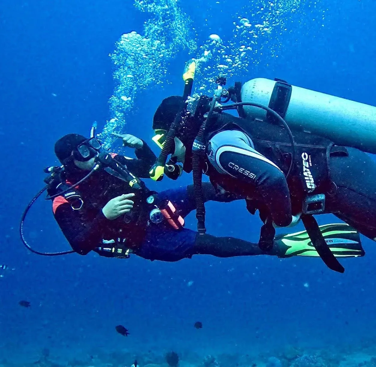 Divers on a dive at an Anilao site